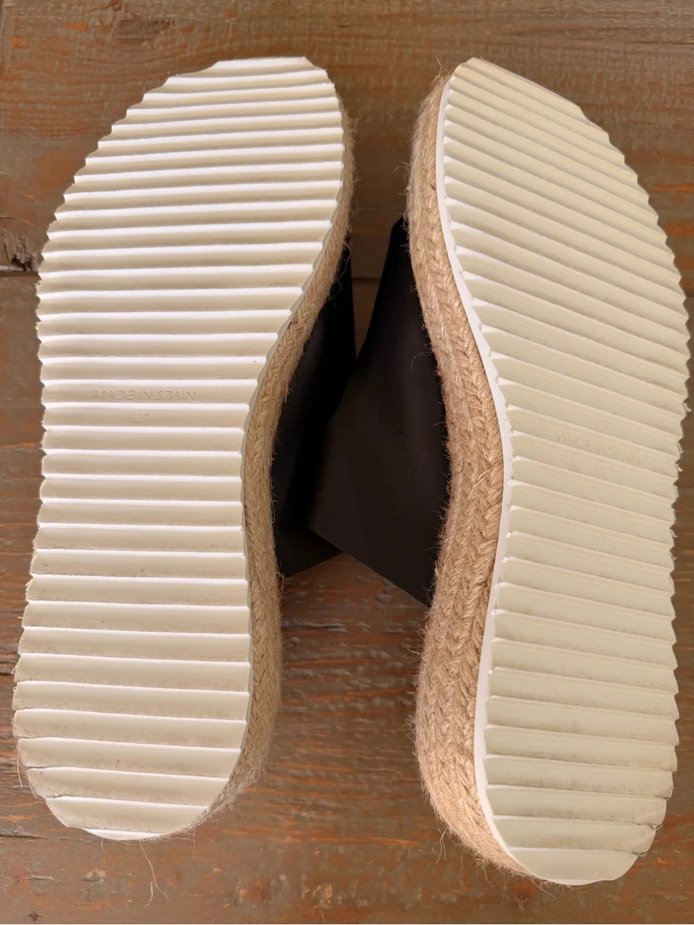 Anthropologie Black Double-Buckle Espadrille Platform Slide Sandals size 41